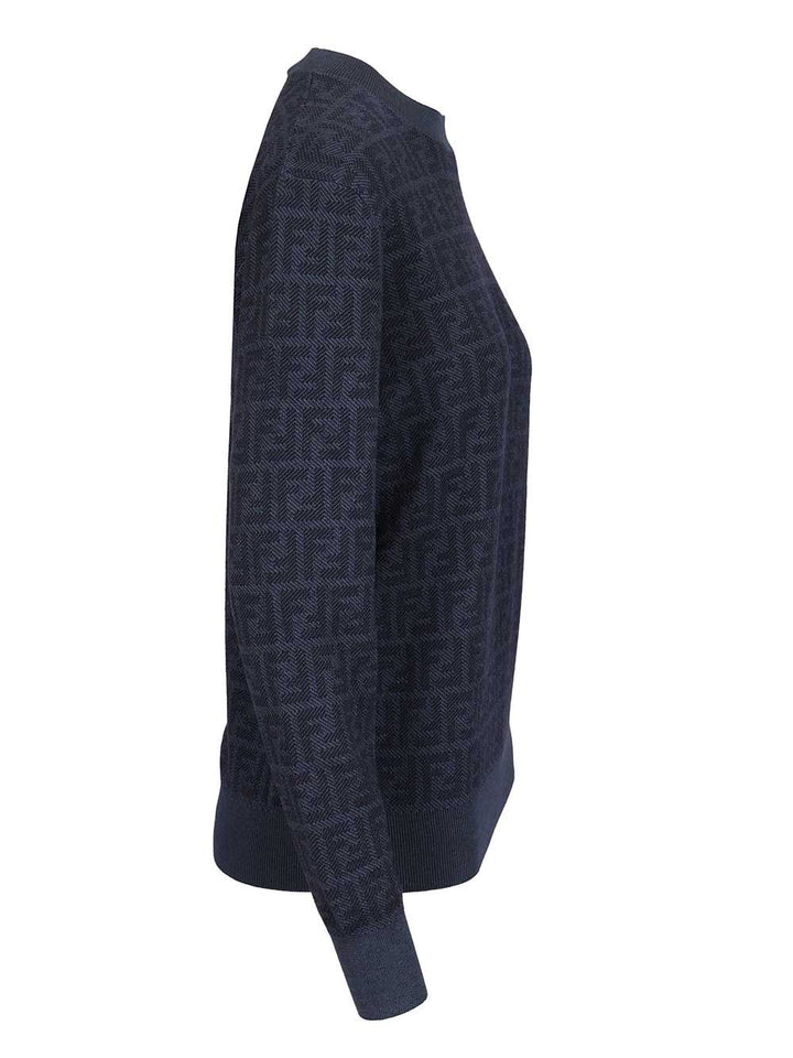 Fendi Ff Wool And Silk Sweater Knitwear - Violet | 3247adae8ed24bb2bef0ec99cfc0ba5275f5795c