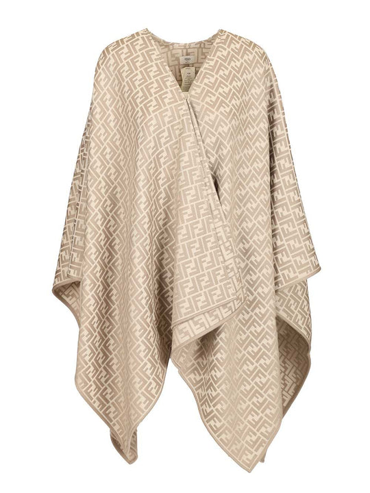 Wool And Silk Poncho Scarves And Foulards Beige