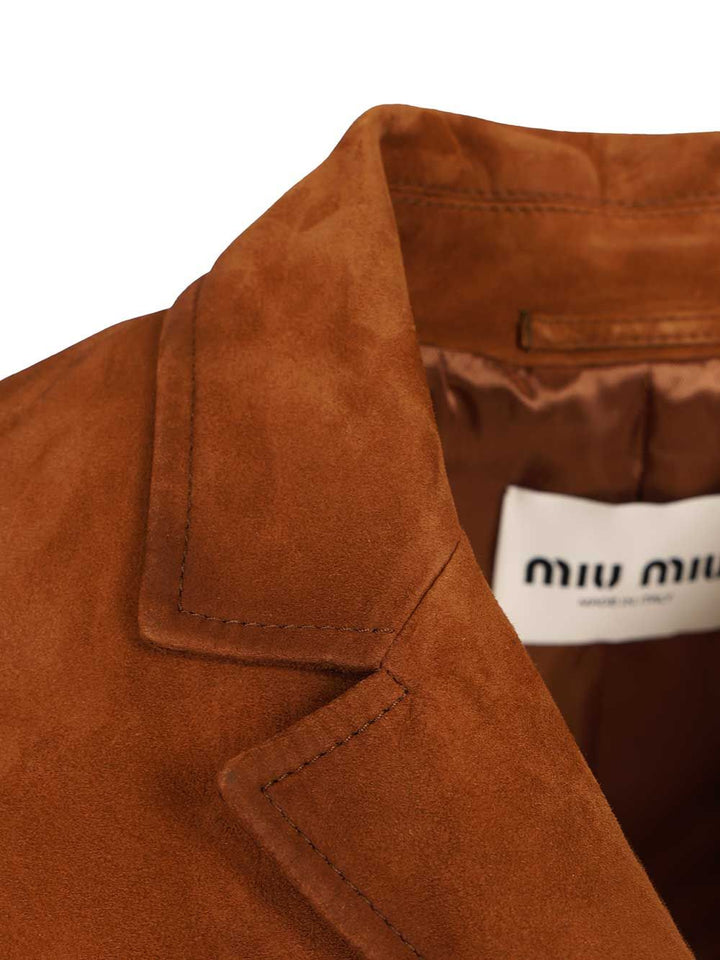 Miu Miu Suede Jacket Jackets - Brown | 4a7162b4b54e7ed62d152f9a9869946072f1eadd