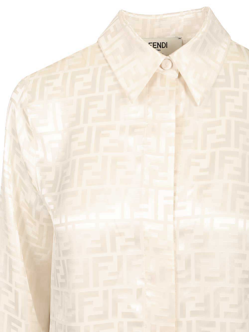 Fendi Ff Silk Shirt Shirts - Beige | 9de97f8b6674c11fdc4be6aeae57f8e8cd4e86f9