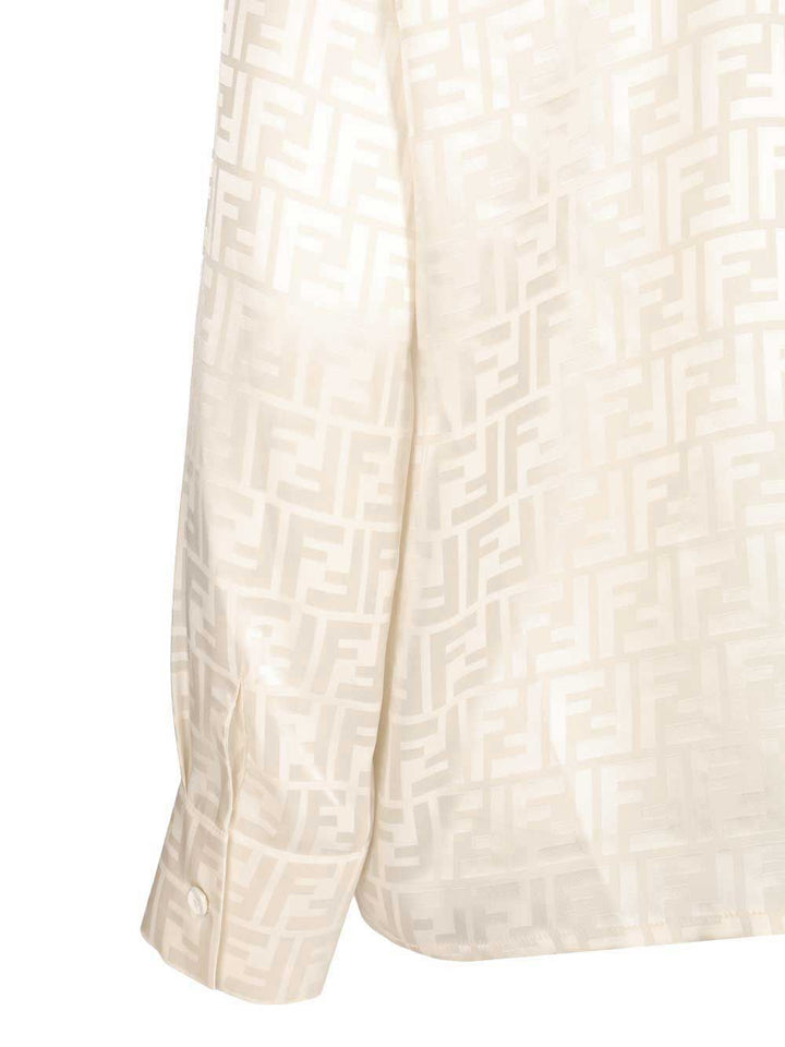Fendi Camicia Ff Crepe Satin Shirts - Beige | 47d14297efb2dfec3bd2c94d3a2d0879e07e8057