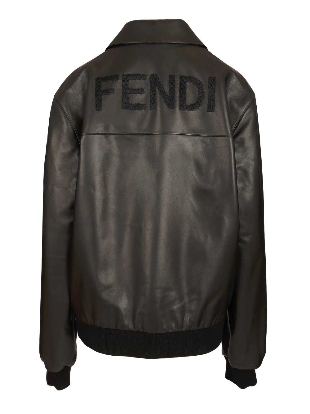 Fendi Leather Blouson Jackets - Black | b8db7028ac2e3edd12a4bf445353e80e88f57dec
