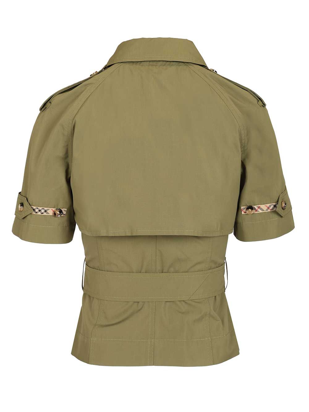 Burberry Cropped Trench Shirt In Cotton Poplin Shirts - Green | 15c36ae2bb0a40d12be010555ca91aea66cafac6