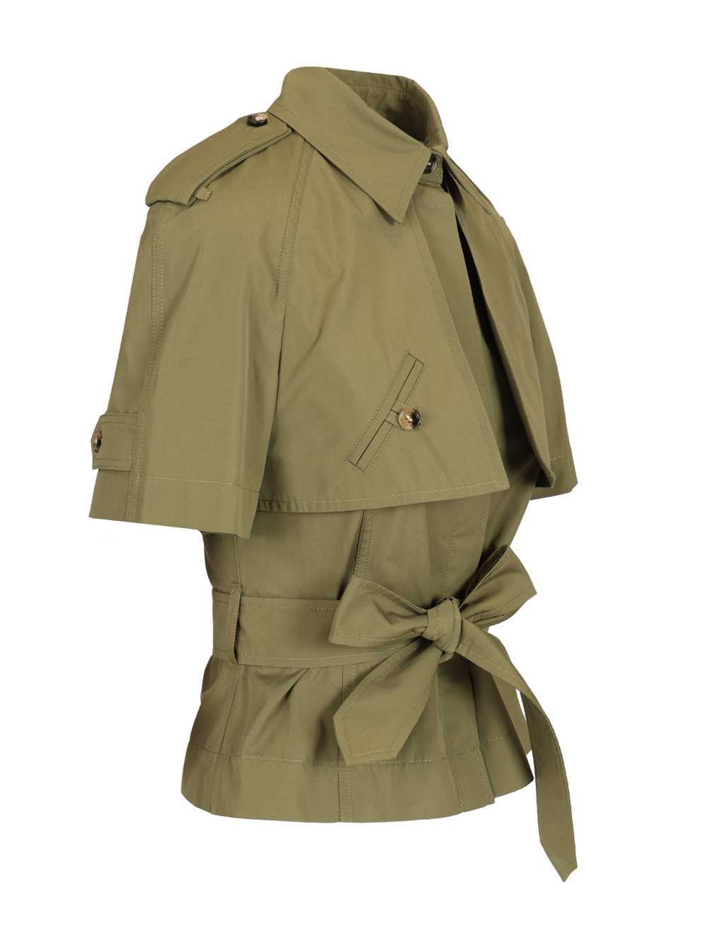 Burberry Cropped Trench Shirt In Cotton Poplin Shirts - Green | 3c85d7f522ef379728aafee0dc9f71df387efa79