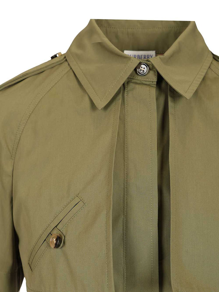 Burberry Cropped Trench Shirt In Cotton Poplin Shirts - Green | 6bc5afa90261de90064085424952347f4ddb66cd
