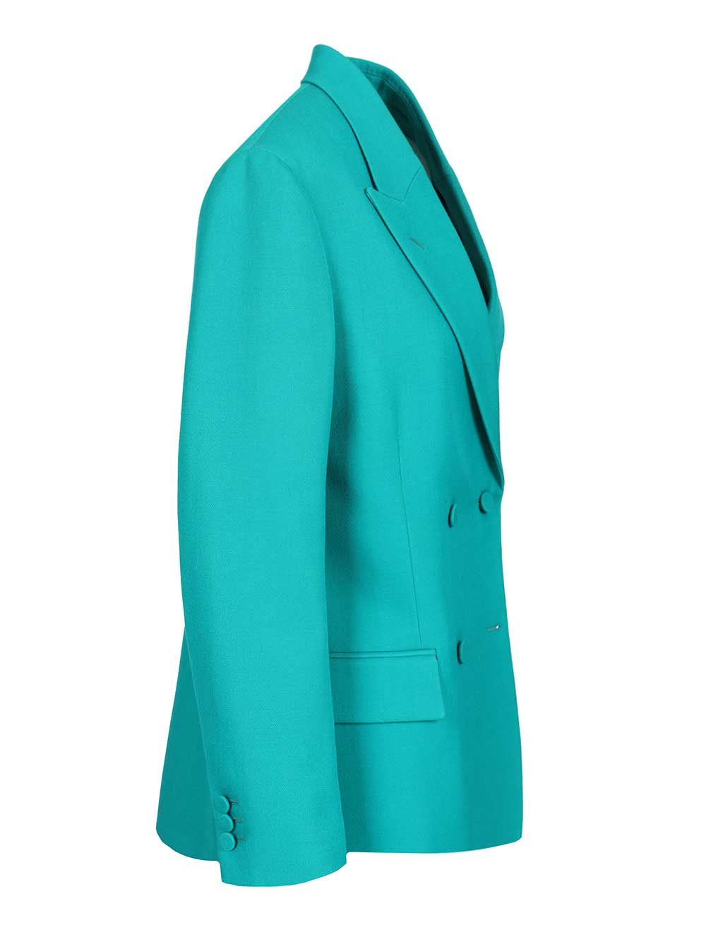 Fendi Grain De Poudre Wool Blazer Jackets - Light blue | 3b53d3a114e42d7df6a89df87caf73040a703d8e