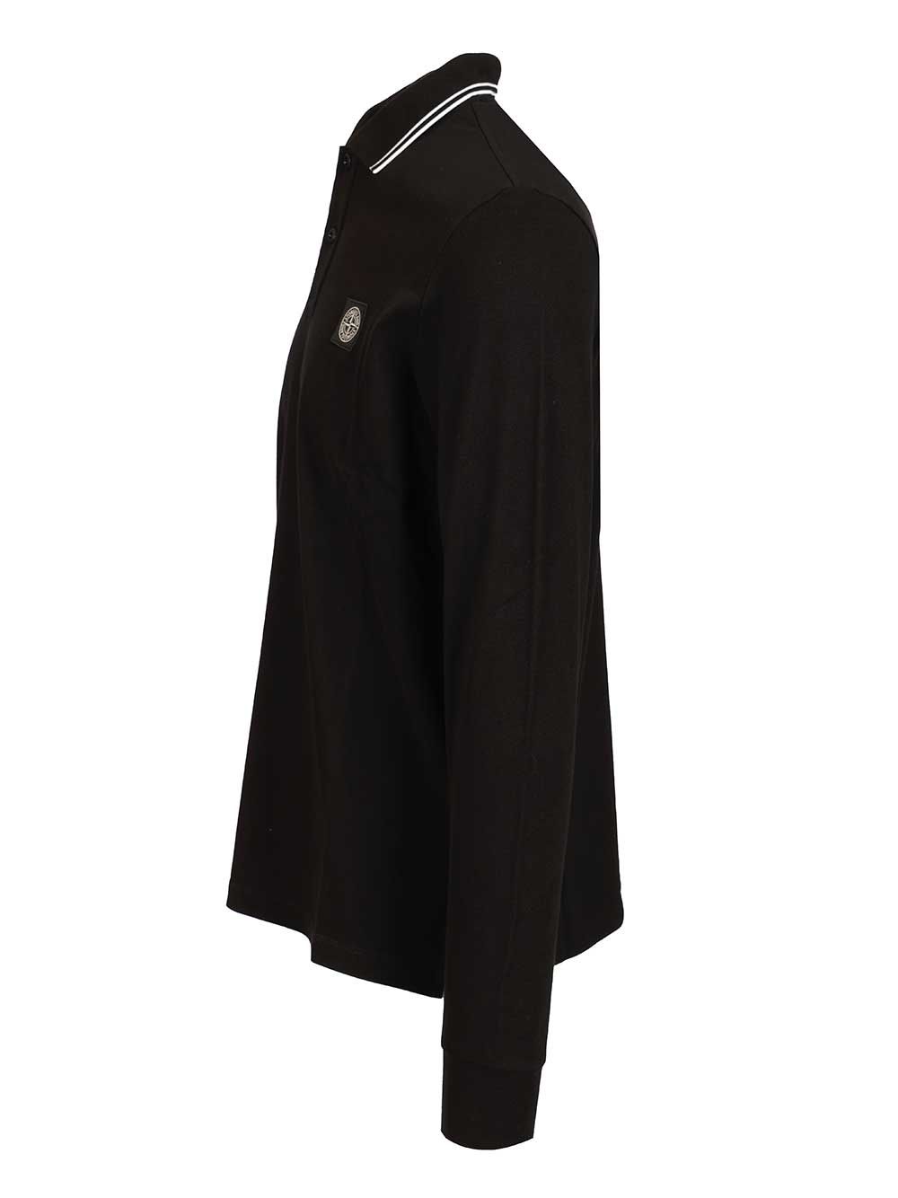 Stone Island Long-Sleeved Polo Shirt T-Shirt - Black | 79f7e04c76ee6afd4fb863c09e5ee1ad11cd6c20