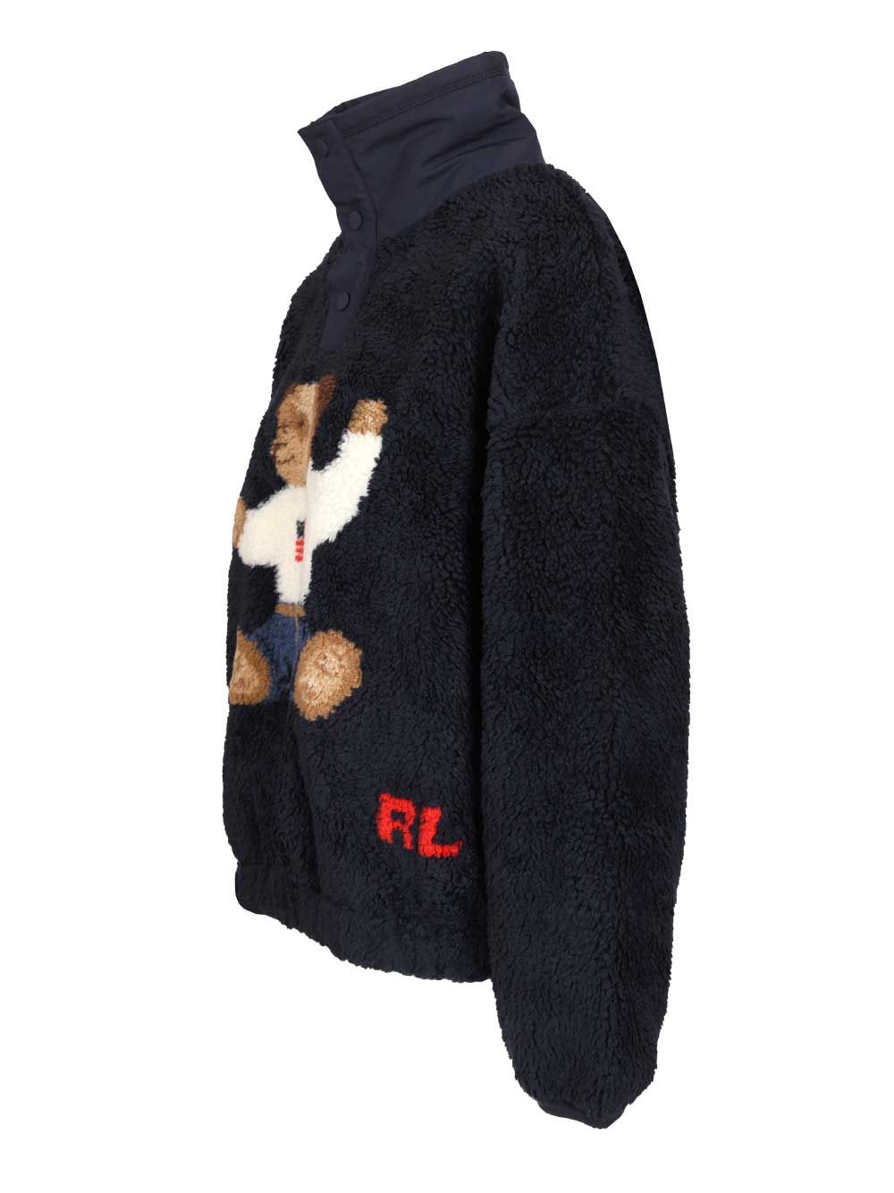 Polo Ralph Lauren Polo Bear High-Pile Fleece Mockneck Knitwear - Blue | 3a2cffc8d3bb0c987aa64f20c03024ce779a0aa2