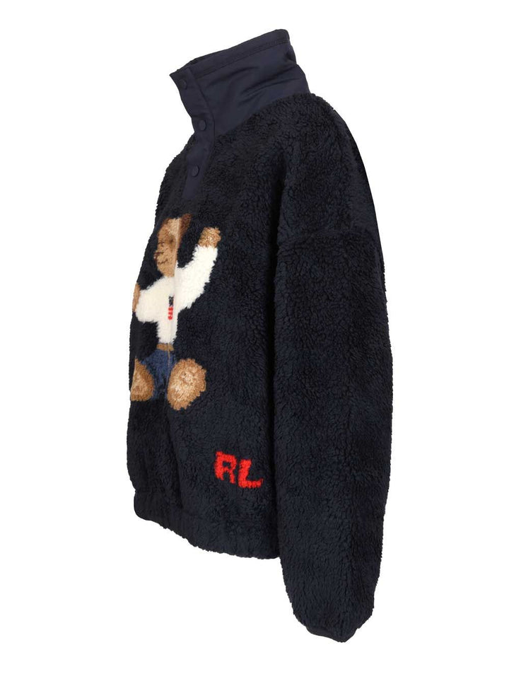 Polo Ralph Lauren Polo Bear High-Pile Fleece Mockneck Knitwear - Blue | 3a2cffc8d3bb0c987aa64f20c03024ce779a0aa2