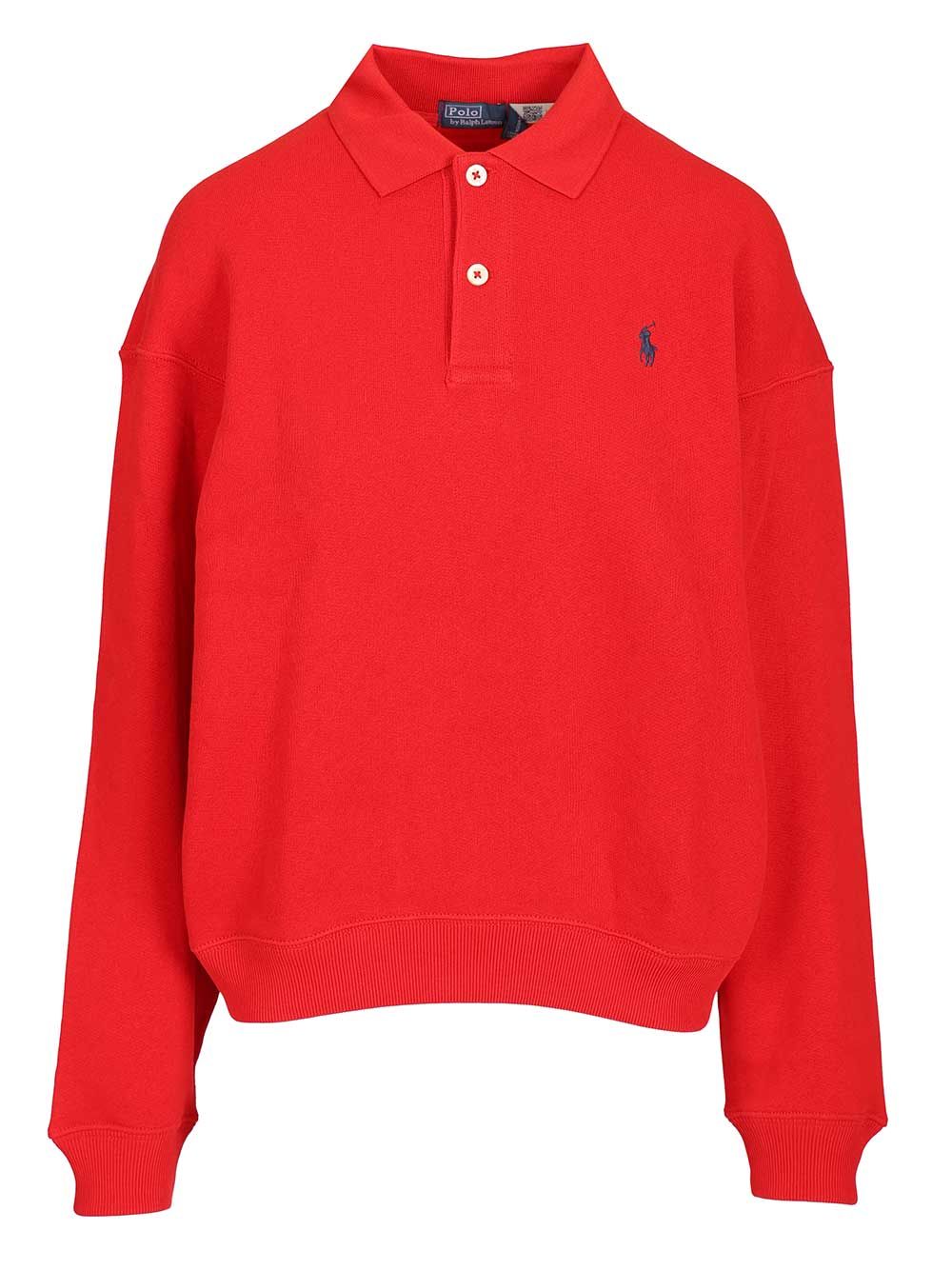 Polo Ralph Lauren Long-Sleeved Polo Shirt Knitwear - Red | ab6afb8a87b3ecdfe9c5332b410f1572b09609ad