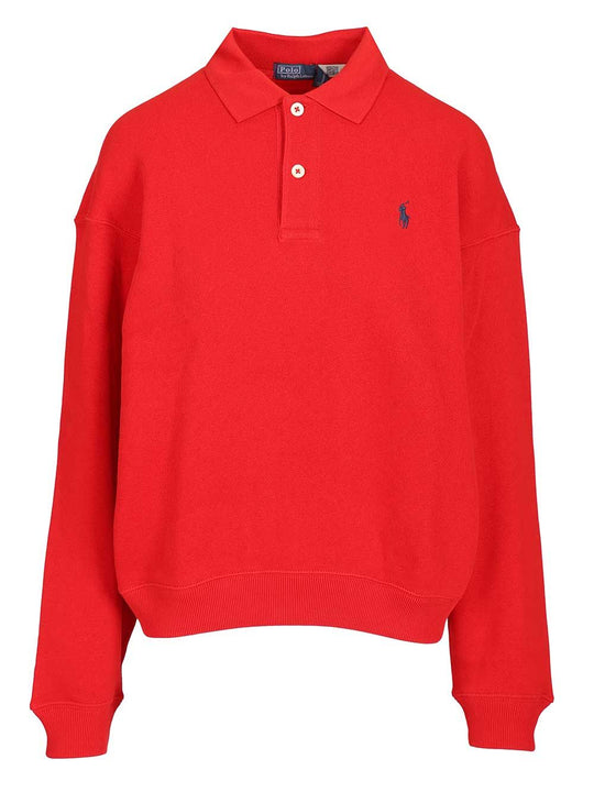 Long-Sleeved Polo Shirt Knitwear Red