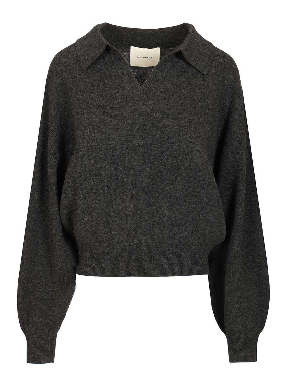 Lisa Yang Katriel Polo Sweater Knitwear - Grey | 943669e88b711f03676f7175b9b5417003ddb395