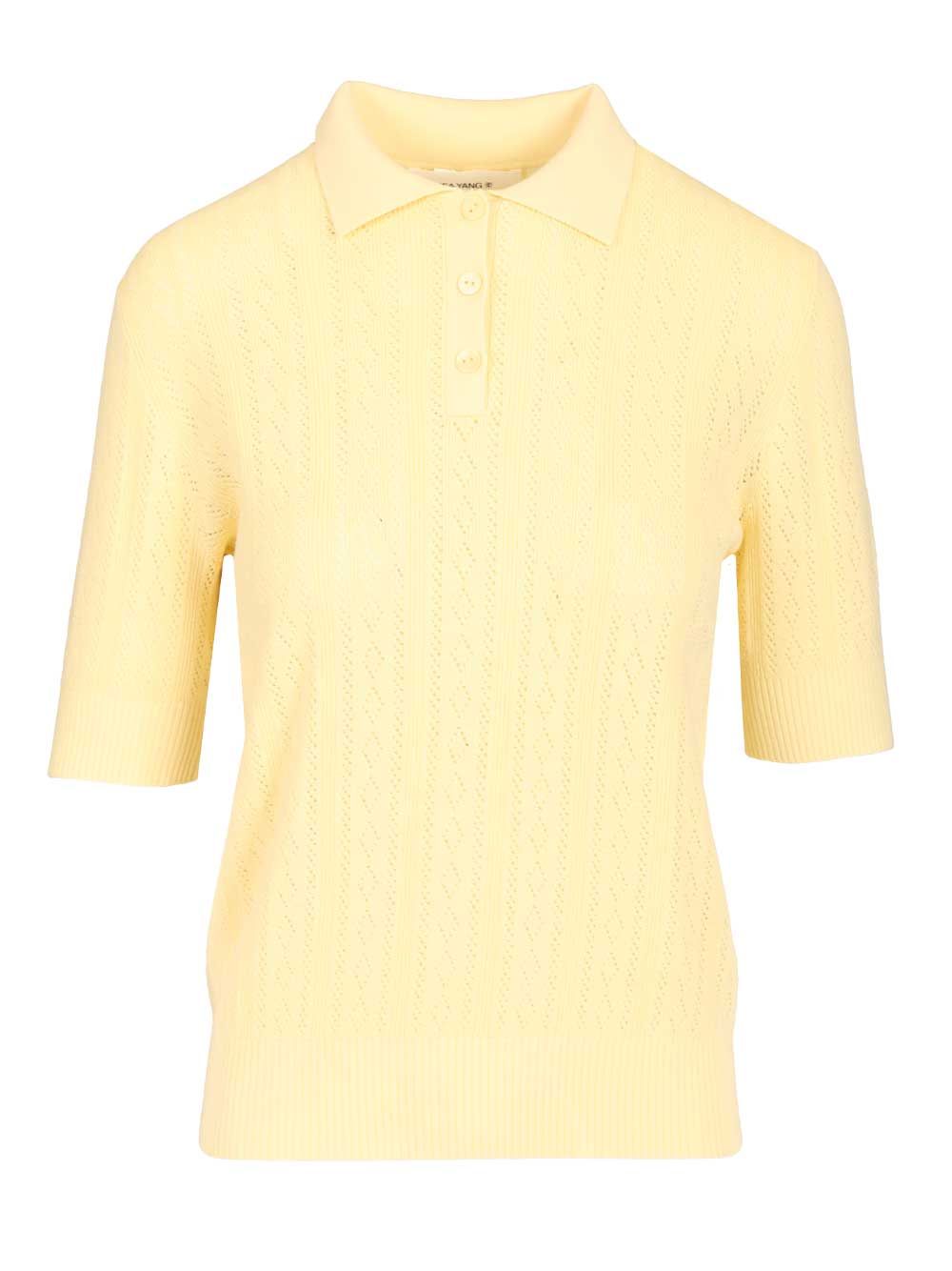 Lisa Yang Cristine Polo Sweater Lace Dimond Openwork Polo shirt - Yellow | 6f4fa664cbc0791c34758c78adbaec61ad967a09