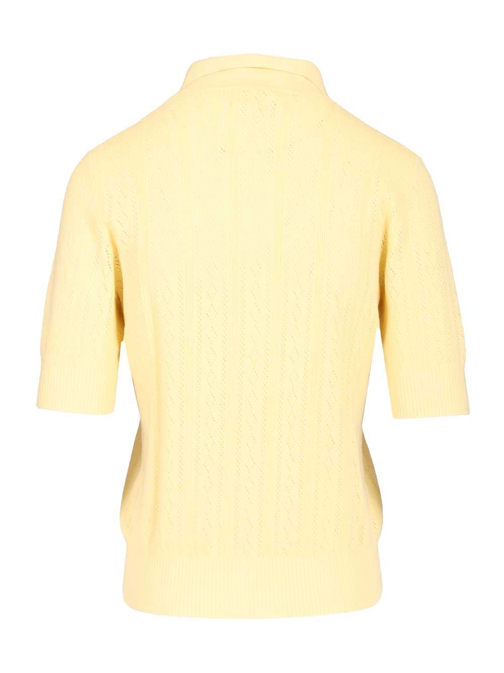 Lisa Yang Cristine Polo Sweater Lace Dimond Openwork Polo shirt - Yellow | 3b85465dee237e1f8edf97ed1aa1c1563219cdb5