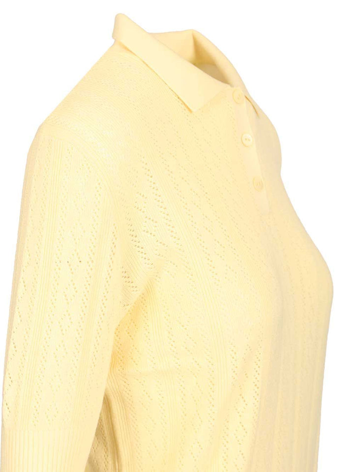 Lisa Yang Cristine Polo Sweater Lace Dimond Openwork Polo shirt - Yellow | d27d1427d98d91f97737e5f592c46b34795e90bc