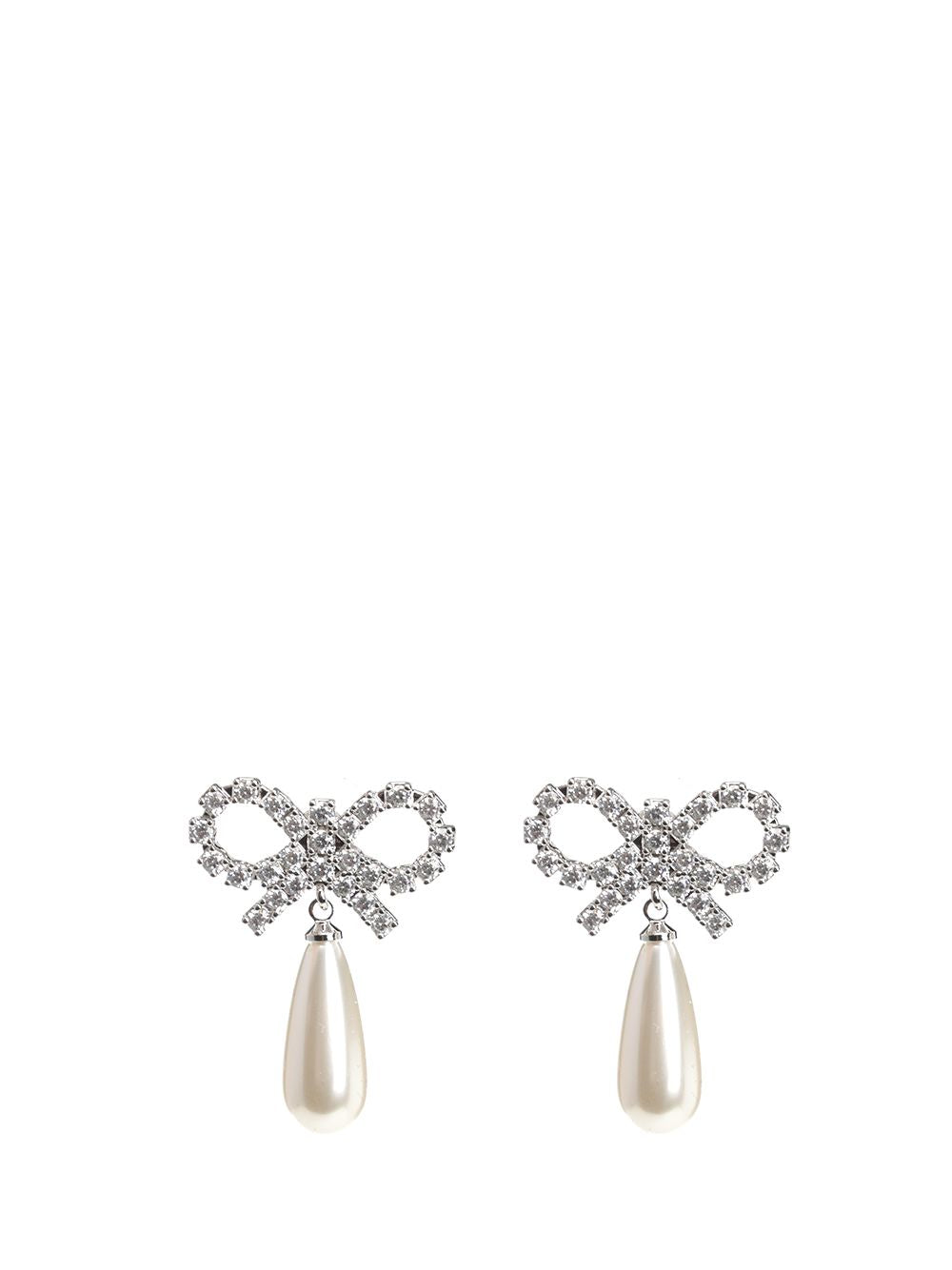 Self-Portrait Crystal Bow Pearl Earrings Jewelry - White | e6370620634f69af8180a7e41546d1bfa02ac559
