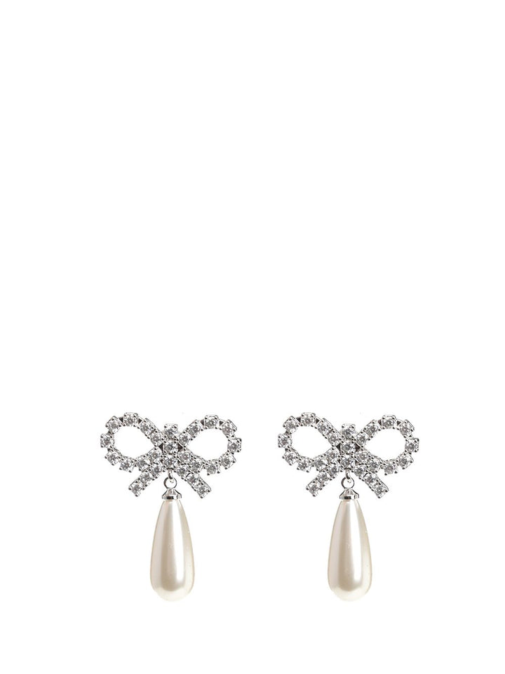Self-Portrait Crystal Bow Pearl Earrings Jewelry - White | e6370620634f69af8180a7e41546d1bfa02ac559