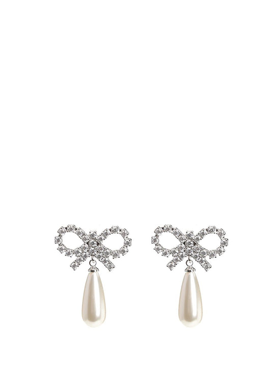 Bow Pearl Earrings Jewelry White
