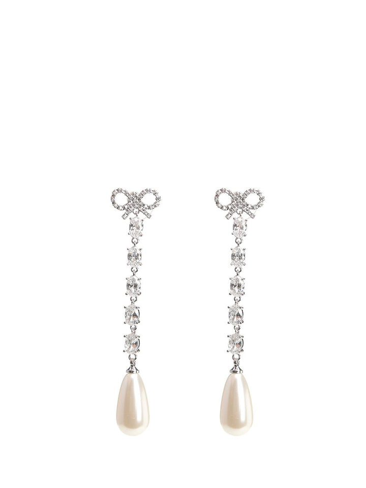 Self-Portrait Bow Pearl Droplet Earrings Jewelry - Silver | bb9fab14afbfb21c5ecaf709789a38531b2b6227