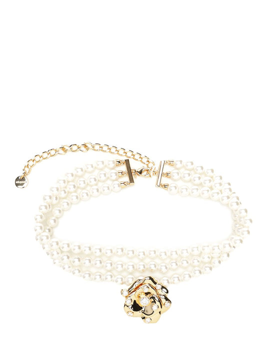 Gold Flower Pearl Choker Jewelry Gold