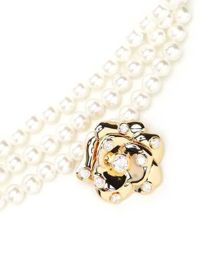 Self-Portrait Gold Flower Pearl Choker Jewelry - Gold | a00db0055a26f3c0e439a1f4344d57d3381335ca