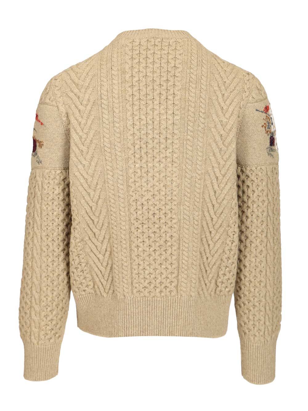 Burberry Ekd Aran Knit Wool Sweater Knitwear - Beige | 52057619be87fb743d19558c36f8bbbe7b7711f0