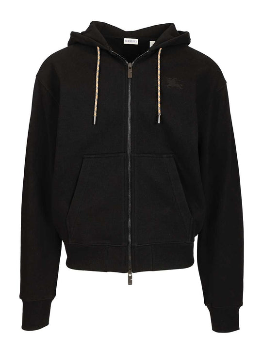 Rory Chk Pch Zip Hoodie Sweatshirts Black