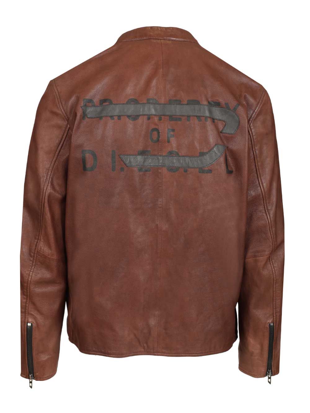 Diesel Leather Jacket Coats - Brown | 689ba6886ea4f0f9d10943cc222d9a4cf405b7c0