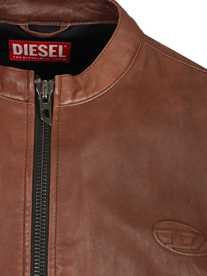 Diesel Leather Jacket Coats - Brown | 235e1d3065e0e070c08f96e552b17ec851fa4941