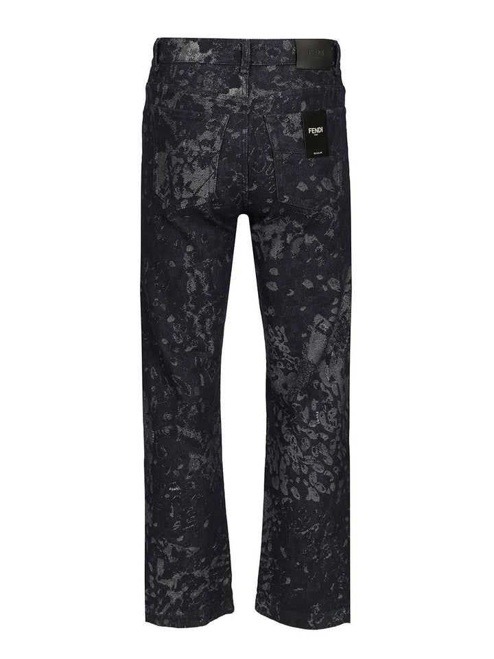 Fendi Jacquard Jeans - Blue | 6c274c41d36d35631381ff4046715bf9c20402d9