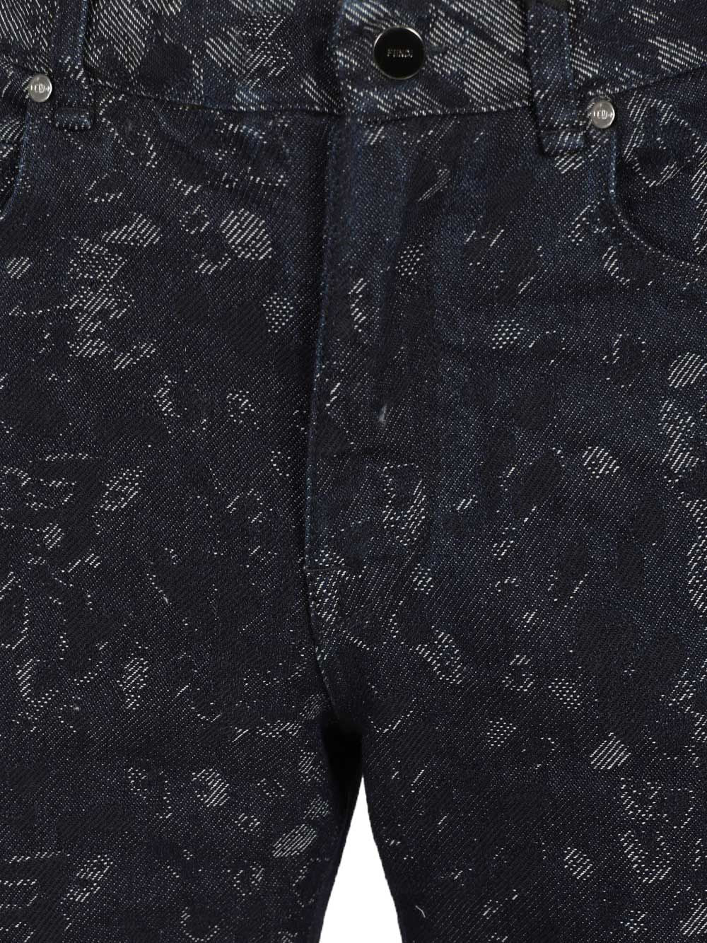 Fendi Jacquard Jeans - Blue | 5925f1754a9e54d5a190e70a3a51bf883c42d2b8