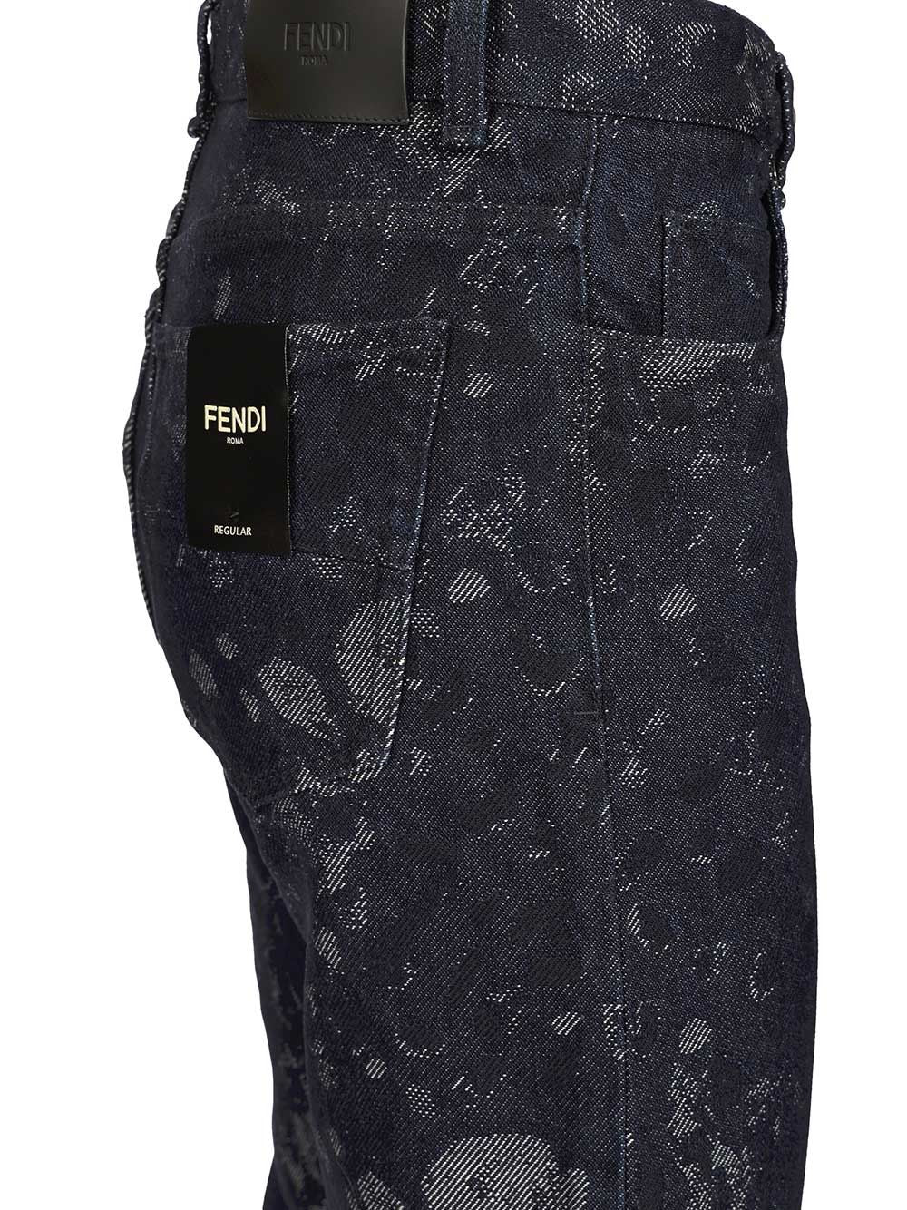 Fendi Jacquard Jeans - Blue | 8bb4a00008c8fb3975b66887acf285c83cfe5237