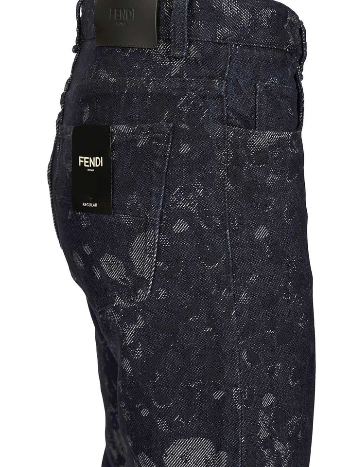 Fendi Jacquard Jeans - Blue | 8bb4a00008c8fb3975b66887acf285c83cfe5237