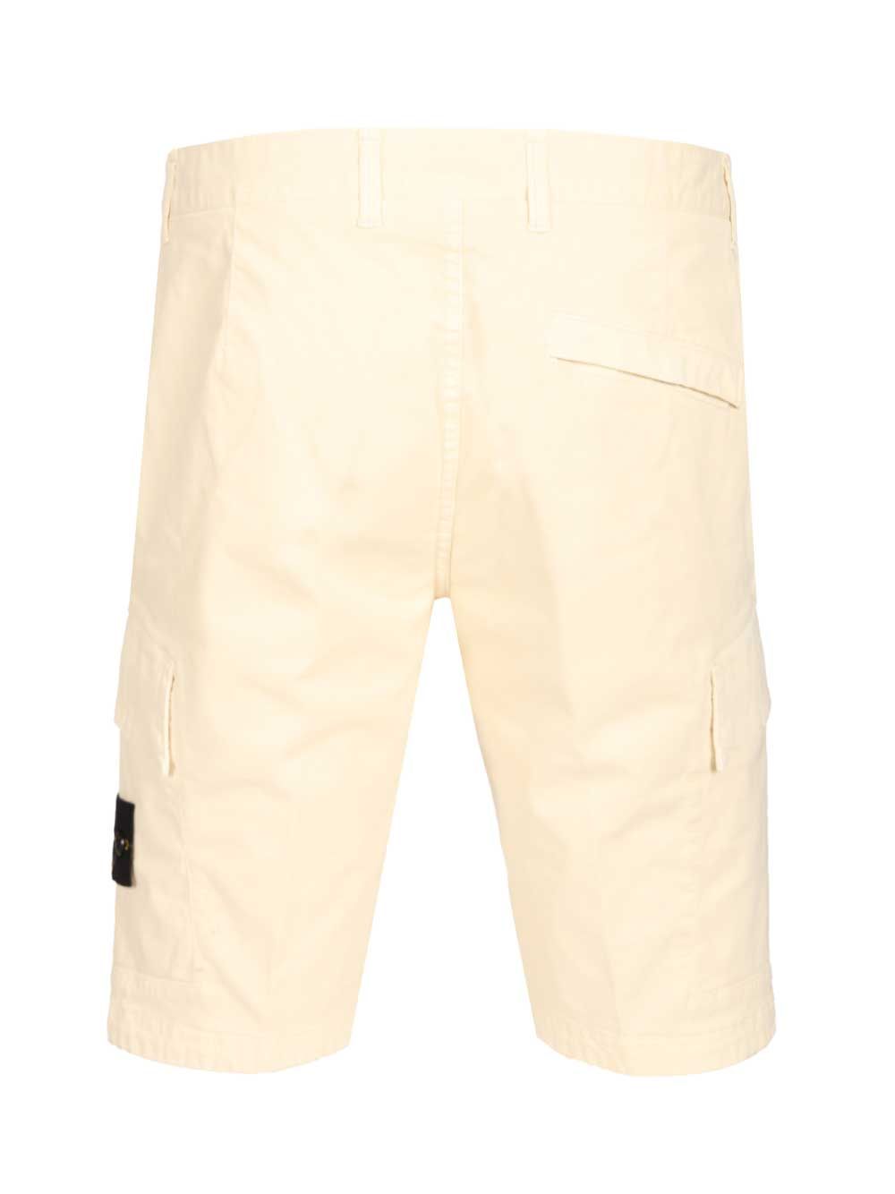 Stone Island Bermuda Cargo Shorts In Broken Twill Trousers - White | 1b9f7dab5fe9f0b2d9794b2786bb621a73bb2c81