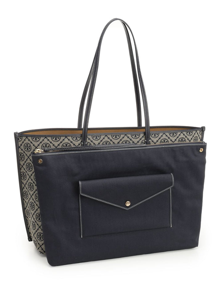 Tory Burch Perry T Monogram Tote Shoulder Bags - Blue | c8aae99bfff795e3b8deb45ed520af6e2f25d790