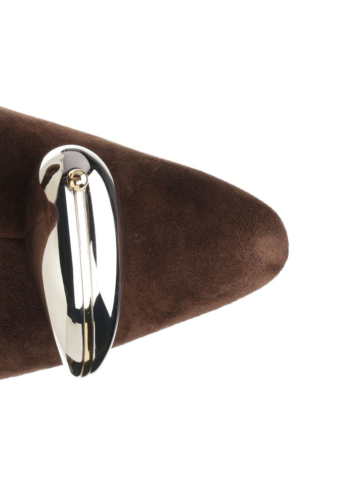 Tory Burch Pierced Xl 65 Suede Ankle Boots - Brown | ce0426143d149231d7560bde5b1dff2627cc2211