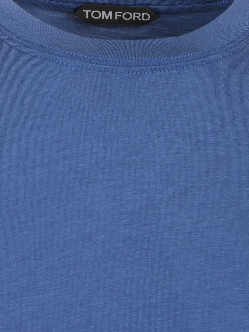 Tom Ford Lyocell Cotton Short Sleeve Crewneck T-Shirt - Blue | 9ff8709aa9026af92522440b494dce5499db3fba