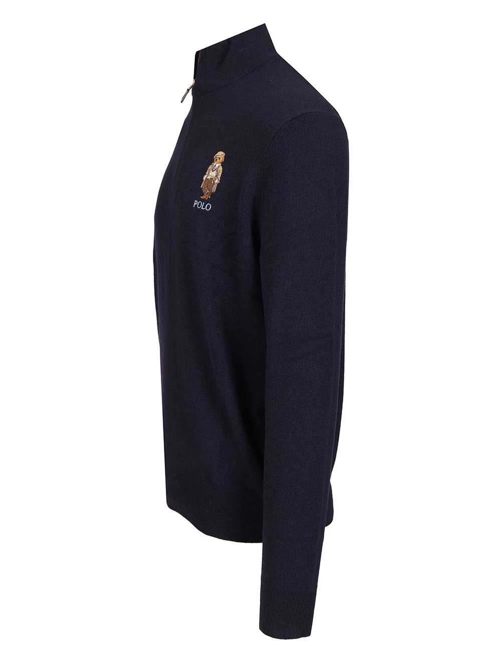 Polo Ralph Lauren Polo Bear Zip-Up Sweater Knitwear - Blue | 04d3ce60706ebe1d1db0d9dc5aee2574b87cf8d3