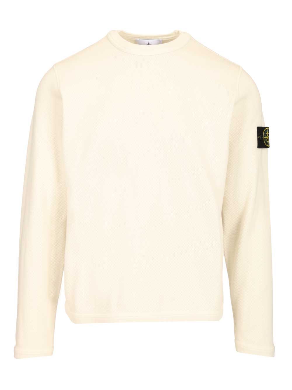 Stone Island Mesh Stitch Organic Cotton Fleece T-Shirt - White | 0cf034205f38a240486f03195295ea10be665acf