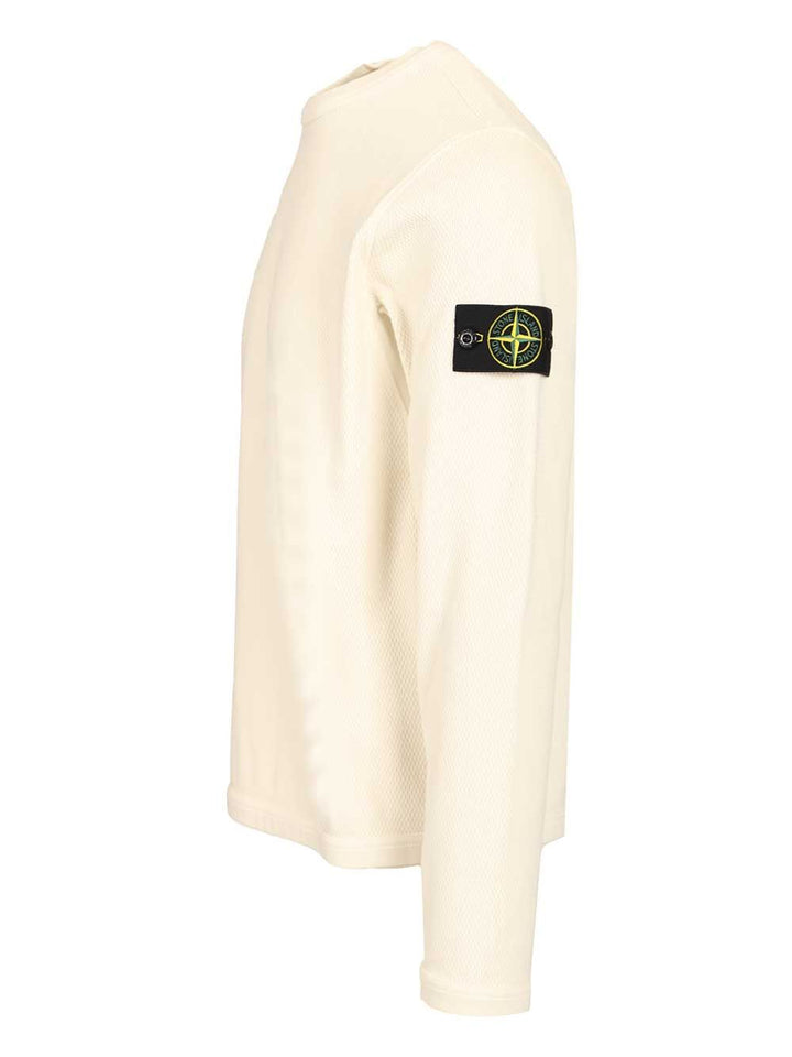 Stone Island Mesh Stitch Organic Cotton Fleece T-Shirt - White | 0a03ef44a043806e310277f78af8bc4701efb842