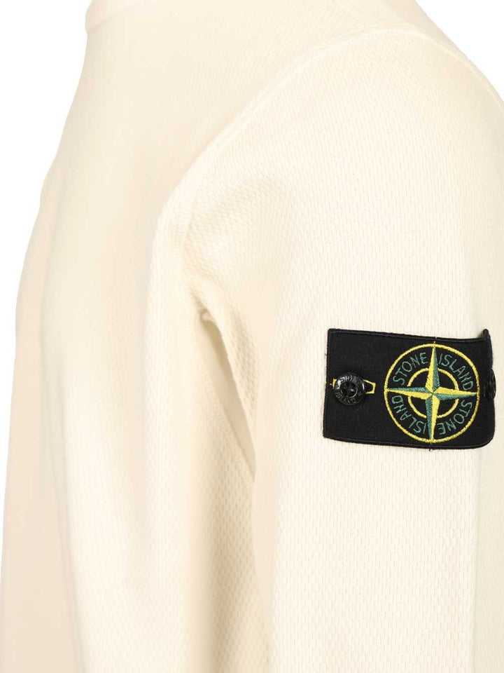 Stone Island Mesh Stitch Organic Cotton Fleece T-Shirt - White | 88d6af2096d0c182e2acf2487e40ea22c01b507b