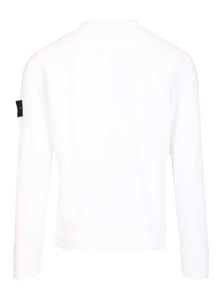 Stone Island Sweatshirt Organic Cotton Fleece, Garment Dyed Sweatshirts - White | 42edd4b455a80f4574418103758a2eeddb9d7824