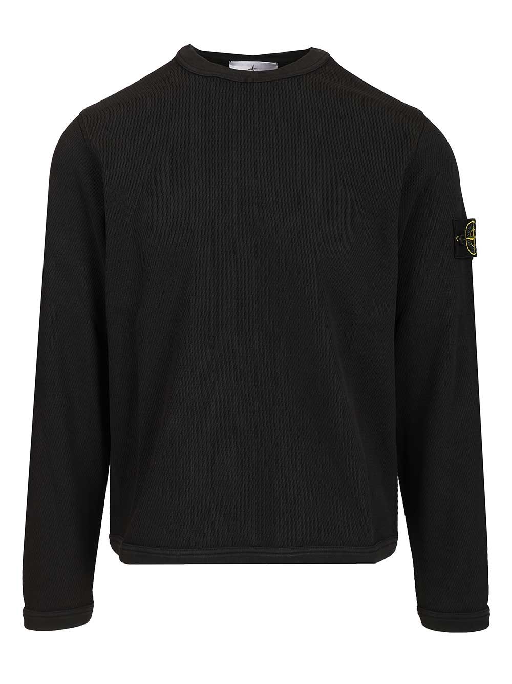 Stone Island Mesh Stitch Organic Cotton Fleece T-Shirt - Black | 054362572bc02af7ab6ca8ab1af2804a7f14dfab