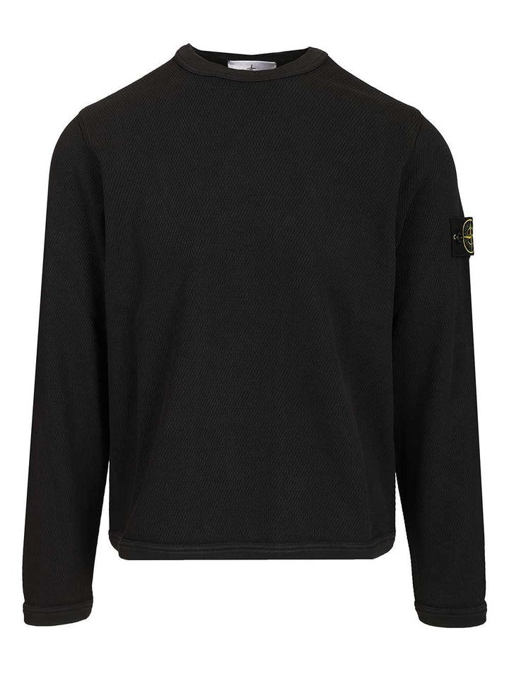 Stone Island Mesh Stitch Organic Cotton Fleece T-Shirt - Black | 054362572bc02af7ab6ca8ab1af2804a7f14dfab