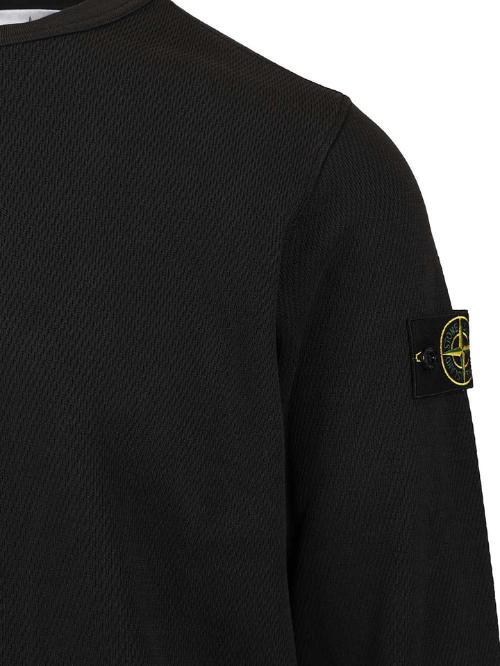 Stone Island Mesh Stitch Organic Cotton Fleece T-Shirt - Black | e8788b3434ed34d75988e4c51f6ccd73fed57690