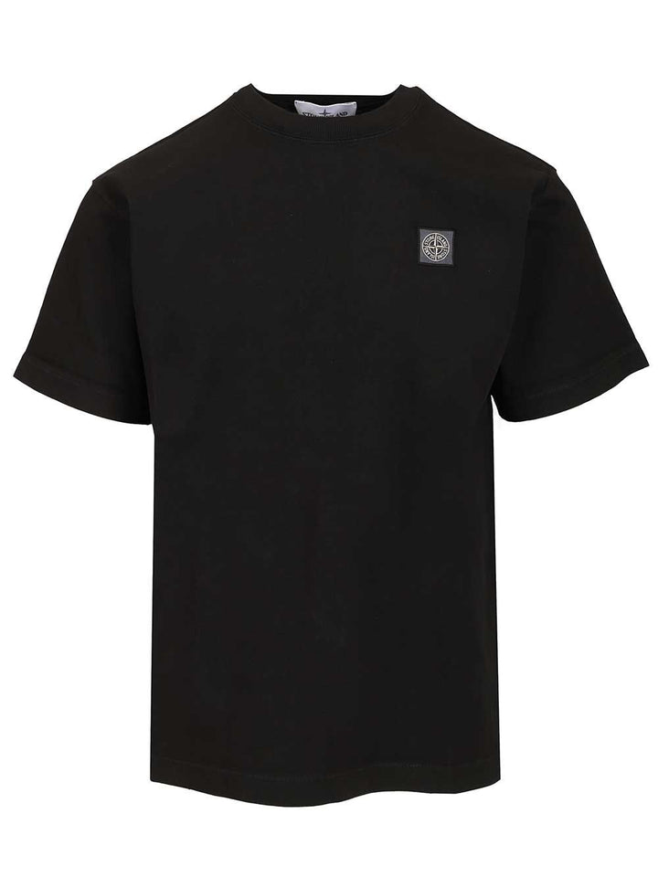 Stone Island Ss  Combed Organic Cotton Jersey, Garment Dyed T-Shirt - Black | 9ff82338d6c0f556915d9e01c37c7720f1b81c3f