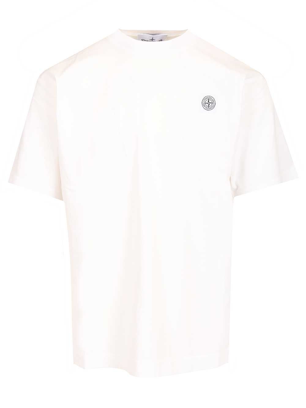 Stone Island Ss  Combed Organic Cotton Jersey, Garment Dyed T-Shirt - White | 18b53c4a3277d99078d204e870c75b82eff3698e