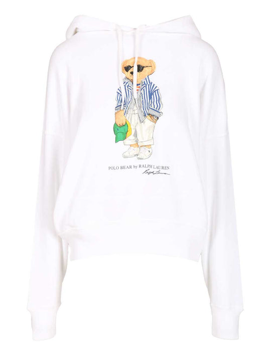 Polo Bear Fleece Hoodie Sweatshirts White