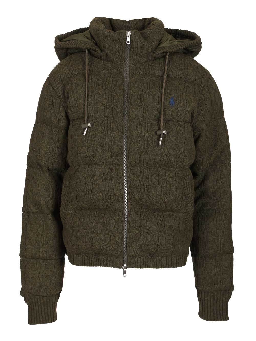 Polo Ralph Lauren Cable-Knit Wool-Cashmere Quilted Jacket Knitwear - Green | 6408ec77d4c31827454ef2c6bf96b024aed24a2a