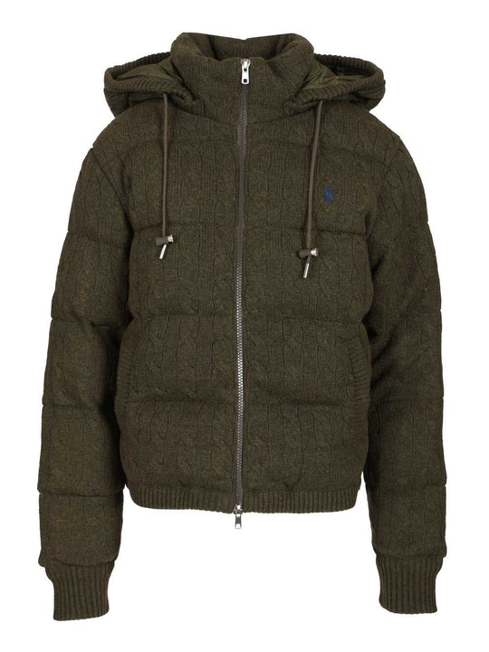 Cashmere And Wool Down Jacket Knitwear Green